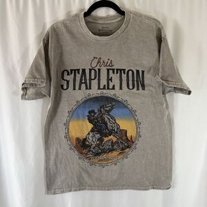 Chris Stapleton White Horse T-Shirt Unisex Large Graphic Print Short Sleeve Crew